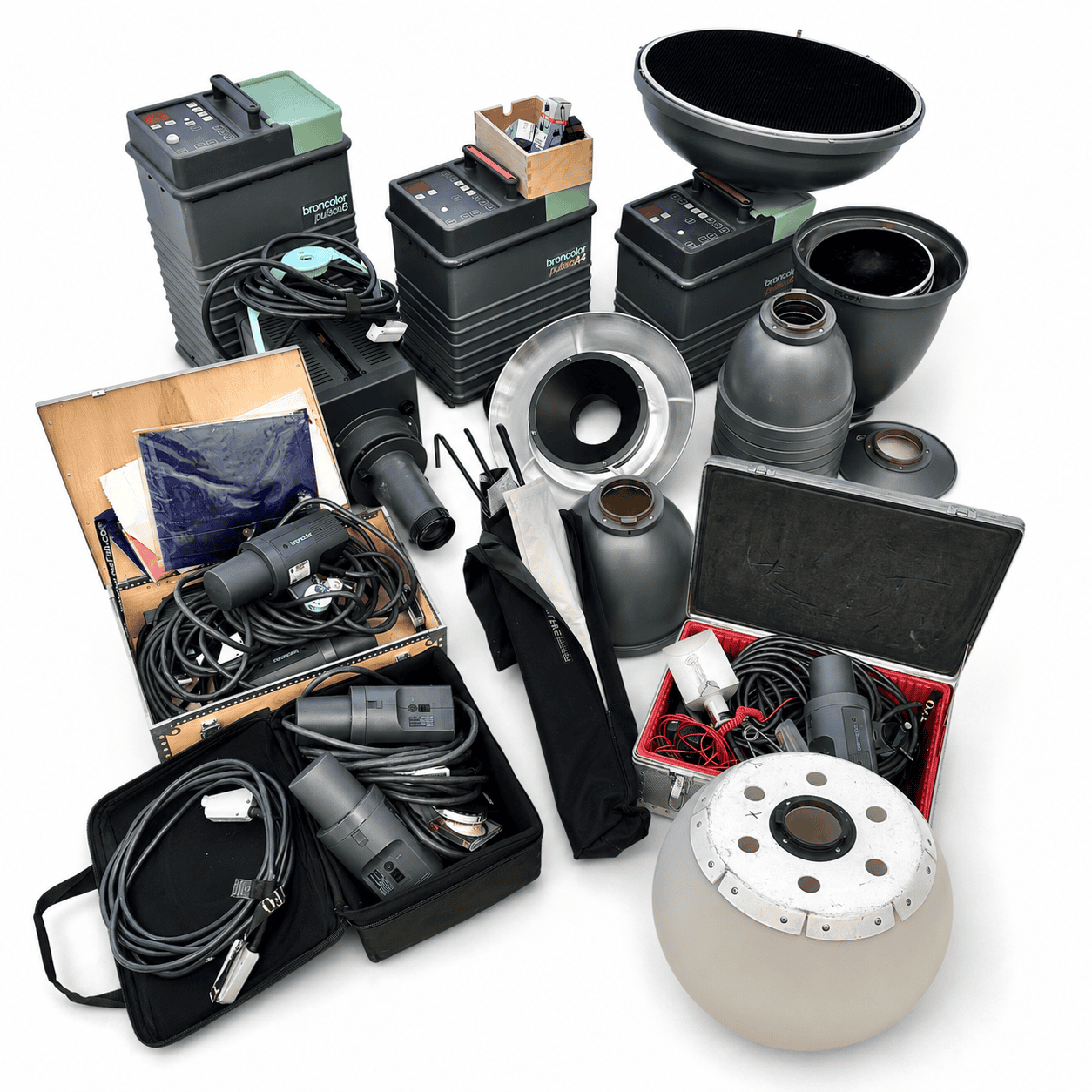 Broncolor professionele studioflitsset – Pulso A2, Pulso A4, Pulso 8, flitskoppen en accessoires