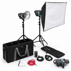 Broncolor Minicom 80 Studioset met 3 Flitsers, Softbox en Statieven – Zo Goed als Nieuw
